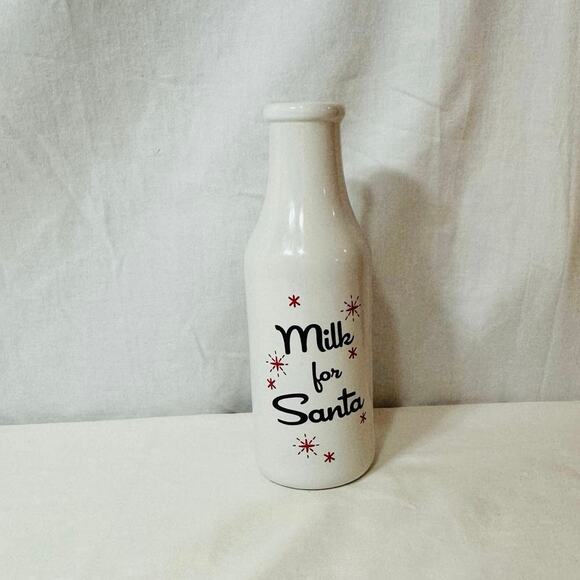 Santa Cookie & Milk Set Festive Ceramic Plate & Bottle Holiday Gift Display - Picture 7 of 9